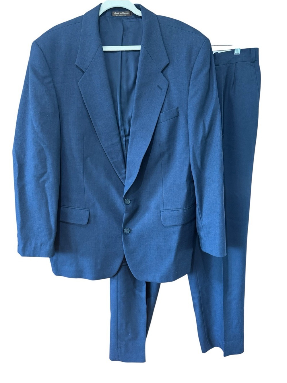 Brandini Classic Navy Two-Piece Men's Wool Suit - Tailored Blazer & Trousers